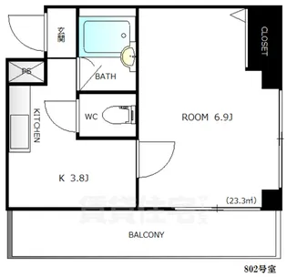 クオーレ十三東【8階】の間取り