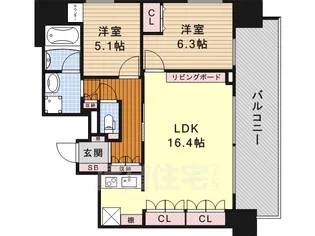 ルシェット白川公園【13階】の間取り