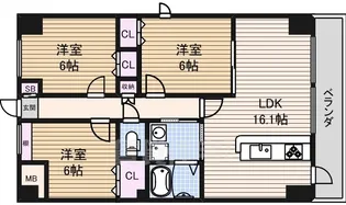 ノーブル徳川【6階】の間取り