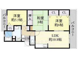 大阪府茨木市丑寅2丁目【マンション】の間取り