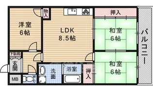 瑞ケ丘ハイツ【2階】の間取り