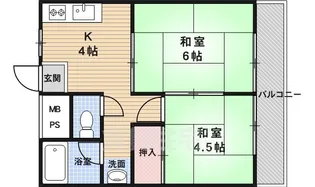 ハイツ小倉山【1階】の間取り