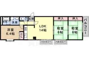 ネオドムール高槻【402号室】の間取り