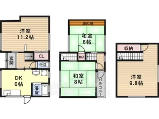 大阪府藤井寺市林1丁目【一戸建】の間取り