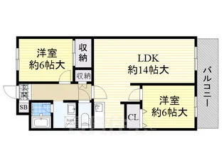 大阪府大阪市住吉区遠里小野2丁目【マンション】の間取り