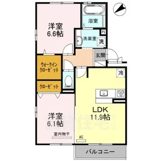 カルムメゾン アンソレイェ【2階】の間取り