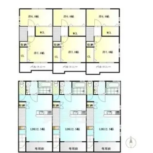 愛知県名古屋市名東区亀の井1丁目【テラスハウス】の間取り