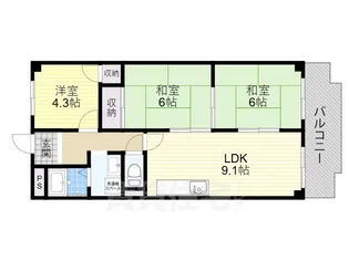 PLUM CITY RESIDENCE NEYAGAWA (ジュネスFUJI) 【4階】の間取り