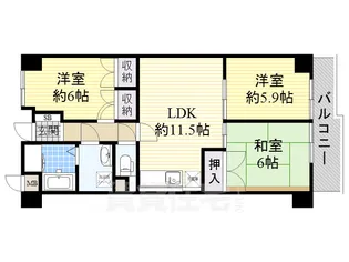 レジデンス代官町スクエア(旧グランカーサ代官町)【2階】の間取り