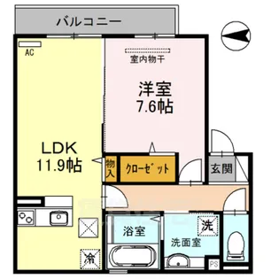 リガーレ大和1番館【102号室】の間取り