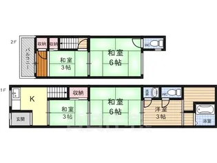 大阪府大阪市西淀川区花川1丁目【テラスハウス】の間取り