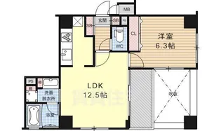 ルーエ五条堀川【705号室】の間取り