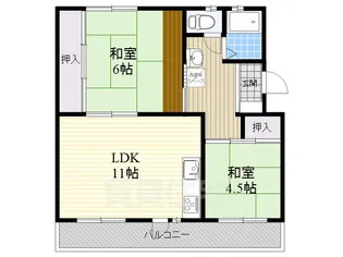 富田第二住宅69棟【4階】の間取り