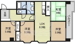 グランドール浄心【9階】の間取り