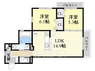 大阪府豊中市西泉丘2丁目【アパート】の間取り
