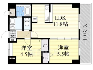 カーサビアンカ黒川【8階】の間取り