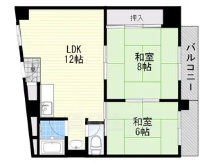 香里コーポ百合【6階】の間取り