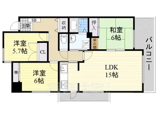御器所サンハイツ【12階】の間取り