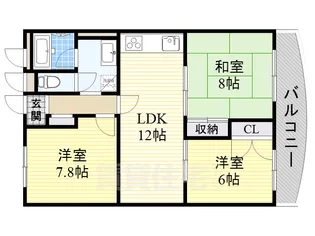 大阪府吹田市上山田【マンション】の間取り