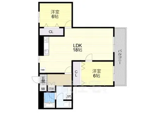 タウンハイツ南茨木5号館【702号室】の間取り