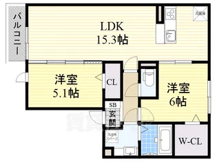 大阪府高石市東羽衣6丁目【アパート】の間取り