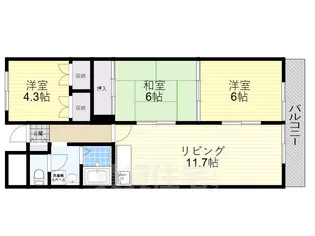 ベルメゾン茨木【1階】の間取り