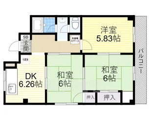 笹部ハイツ【3階】の間取り