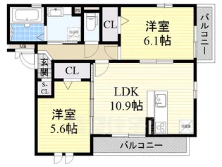 大阪府泉大津市清水町【アパート】の間取り