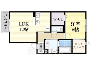 ゲーテッドシティ豊里【2階】の間取り