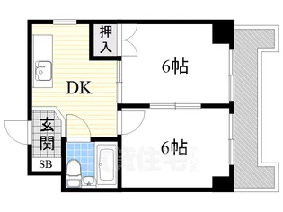 東三国グランドハイツ北【6階】の間取り