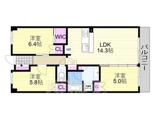シティテラス神崎川駅前【3階】の間取り