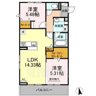 アンソレイエ トモ【2階】の間取り