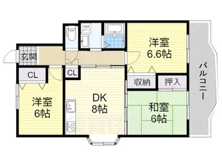 ガーデンハウス石山寺【301号室】の間取り