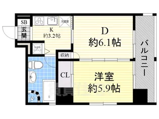 レインボーピア記念橋【6階】の間取り