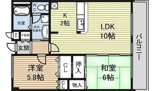 2LDKの間取り画像