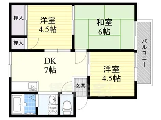 ドミール西3号棟【1階】の間取り