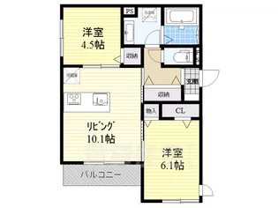 大阪府堺市堺区中三国ヶ丘町4丁【アパート】の間取り