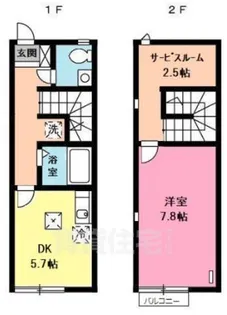 大阪府堺市堺区香ヶ丘町3丁【テラスハウス】の間取り