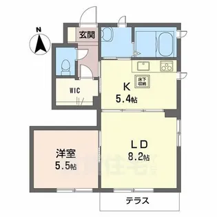 ラフィーネ三室参番館A【1階】の間取り