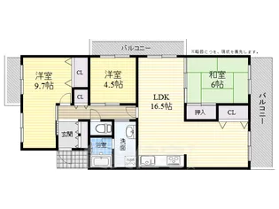 サンハイツ高槻6号館【3階】の間取り