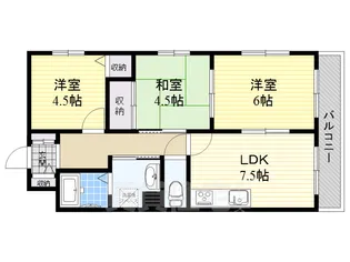 パークウエスト豊中【4階】の間取り