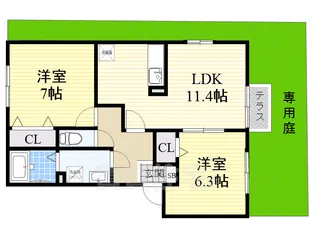大阪府豊中市城山町3丁目【アパート】の間取り