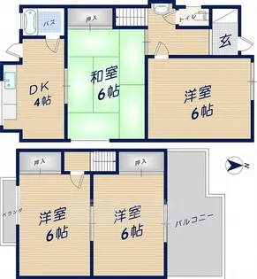 大阪府東大阪市新池島町1丁目【一戸建】の間取り