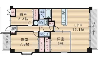 メゾンドフルール【3階】の間取り
