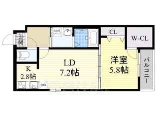 大阪府大阪市住吉区遠里小野6丁目【アパート】の間取り