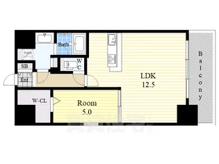 1LDKの間取り画像