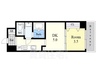 1DKの間取り画像