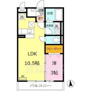 フィオーレ三条【1階】の間取り