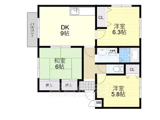 ディアコートモリオカ1【2階】の間取り