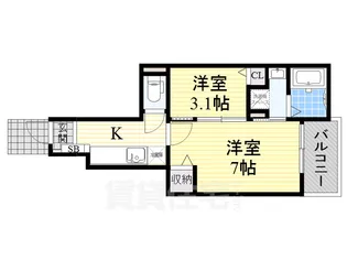 大阪府豊中市浜3丁目【アパート】の間取り